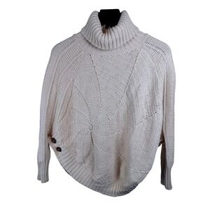Angel of the North Sweater Womens XS Cream Cotton Knit Turtleneck Boho 3187